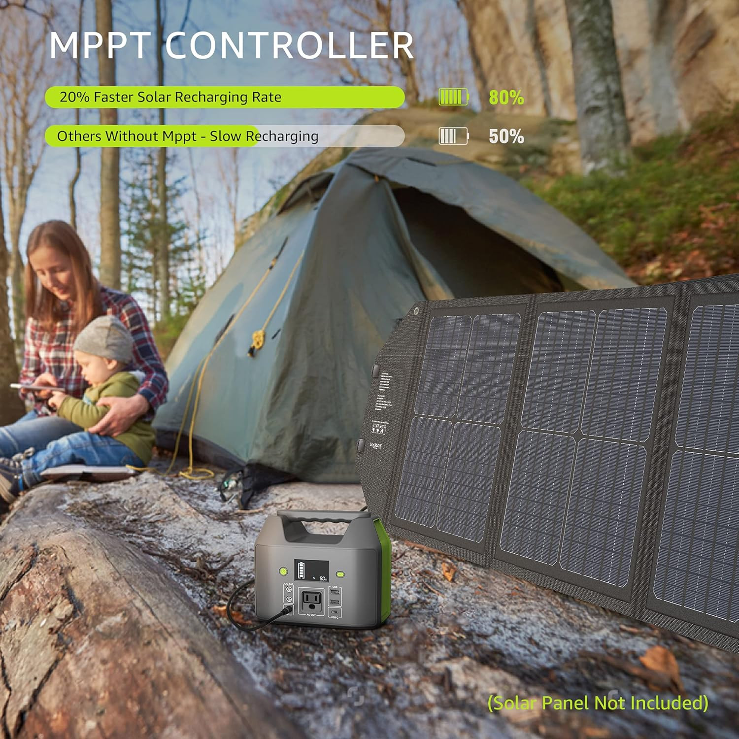 Portable Power Station, 150W 155Wh Power Bank with 110V AC Outlet, 6 Outputs Ext