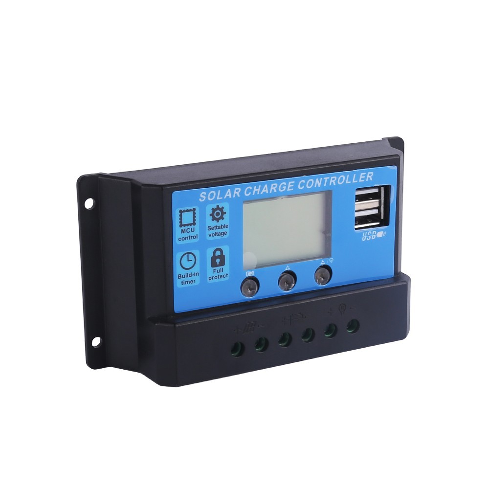 30A Solar Panel Battery Charger Controller 12V/24V LCD Regulator Auto Dual USB