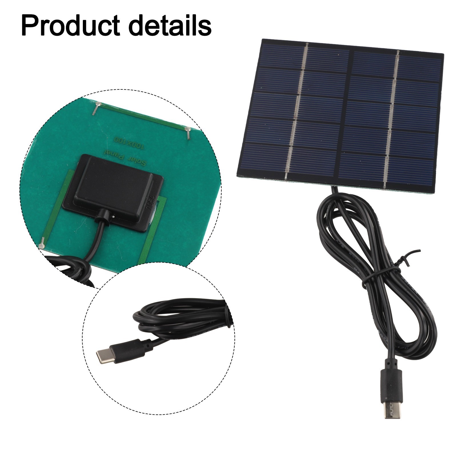 Outdoor Charger Compact Charging Solution 1 Meter USB Cable 1.5W Solar Output
