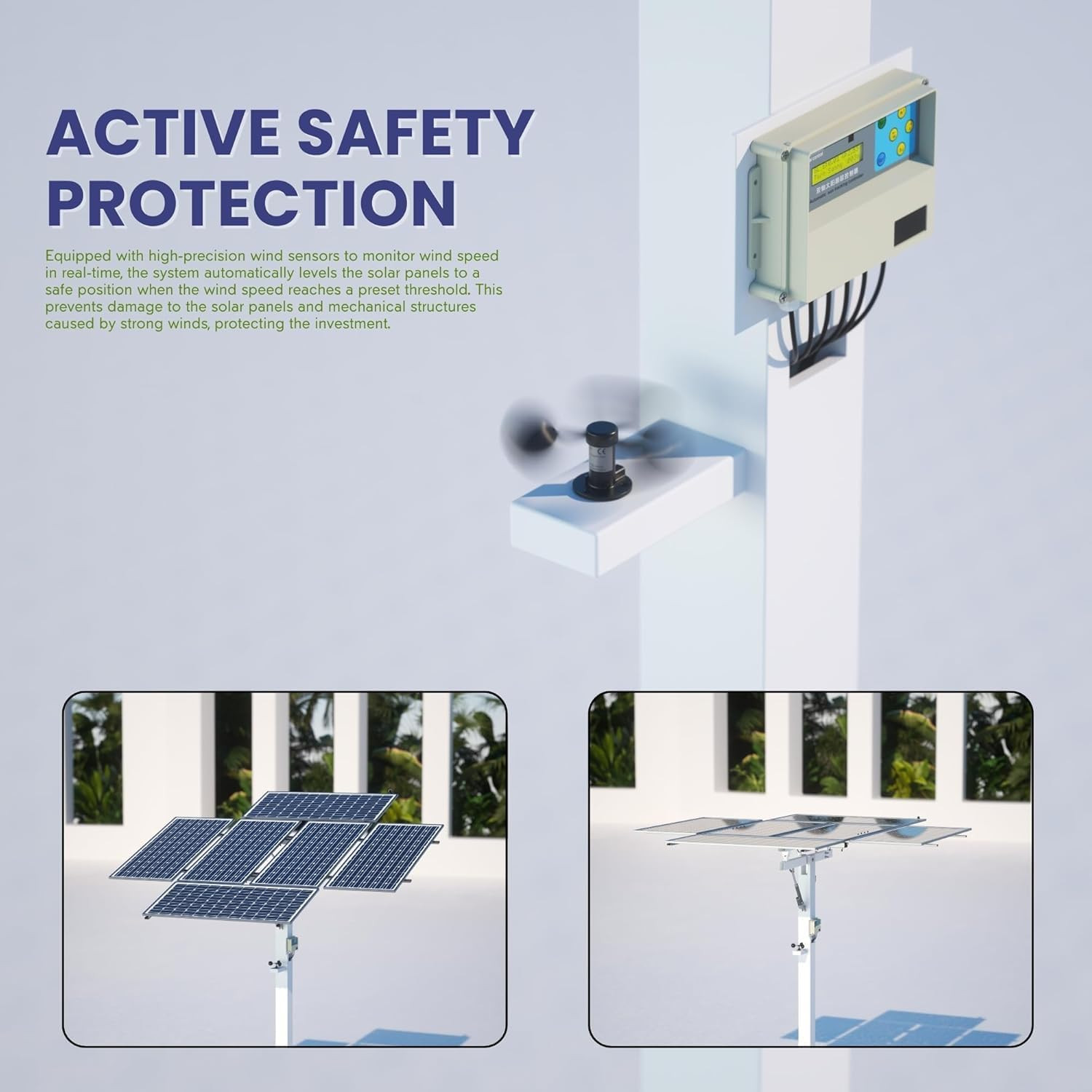 Auto Sun Tracking Dual-Axis Solar Controller Kit with LCD & Wind Sensor