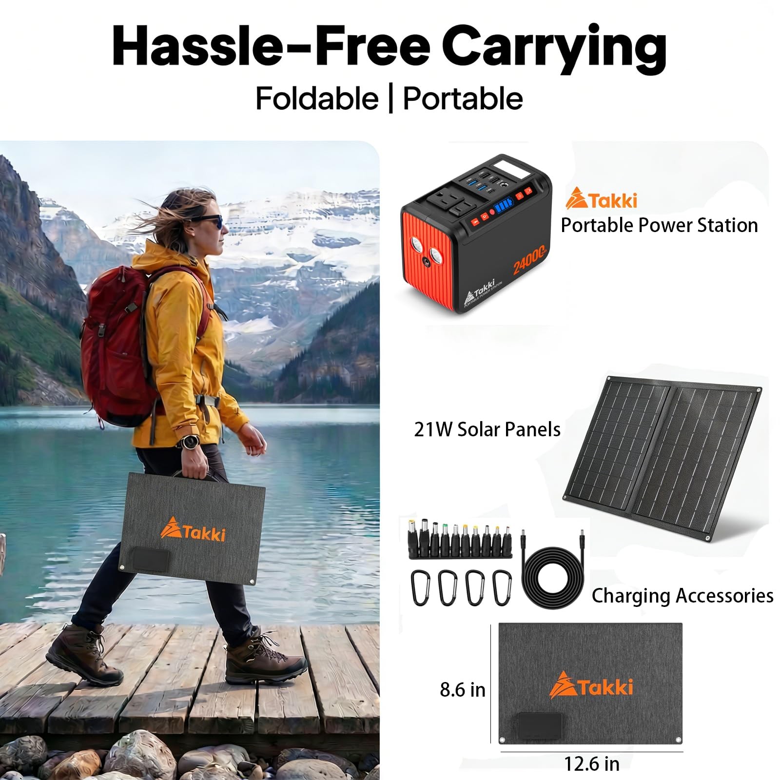Solar Generator 120W Peak Portable Power Station with 21W Solar Panel 88.8Wh …