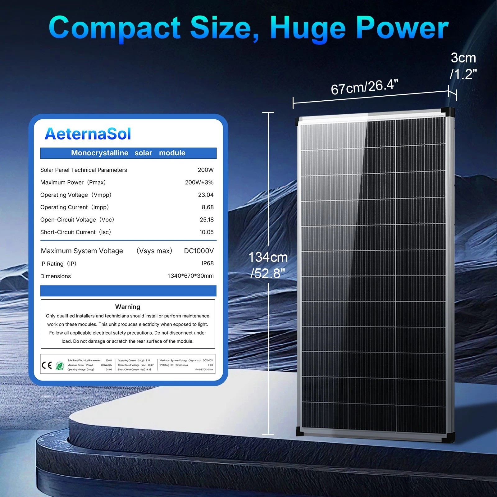 200W 2Pack Monocrystalline Solar Panel 400W 18V Off-Grid Battery Power RV Home