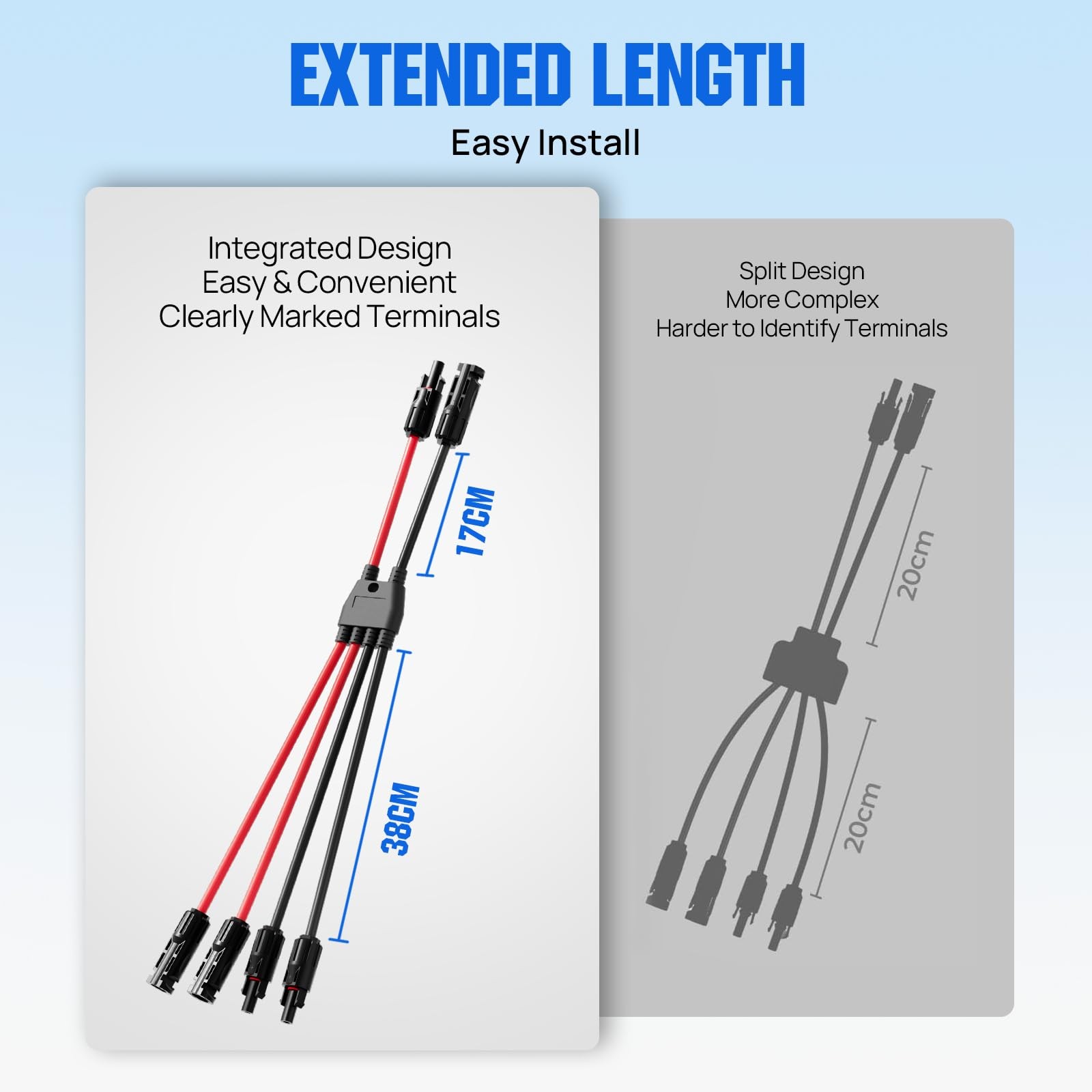 Integrated Solar Connector 2-4 Y Branch Parallel PV Adapter Cable Wire Plug T…