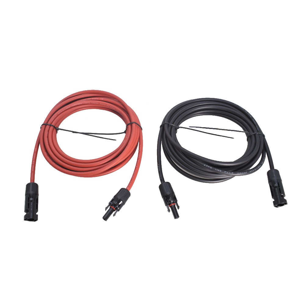 1 Pair 20FT Solar Panel Extension Cable Wire Connector 6mm²/10AWG Black + Red