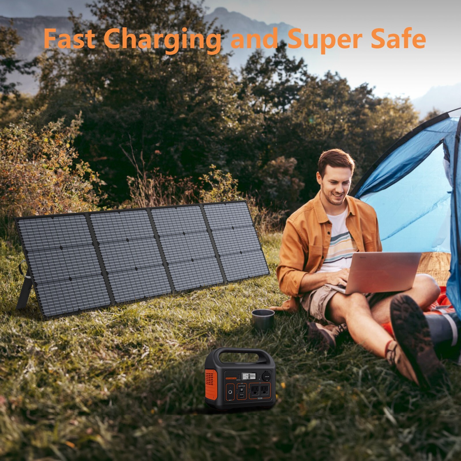MHPOWOS 220 watt RV Solar Panel Battery Charger Portable Camping Power Station
