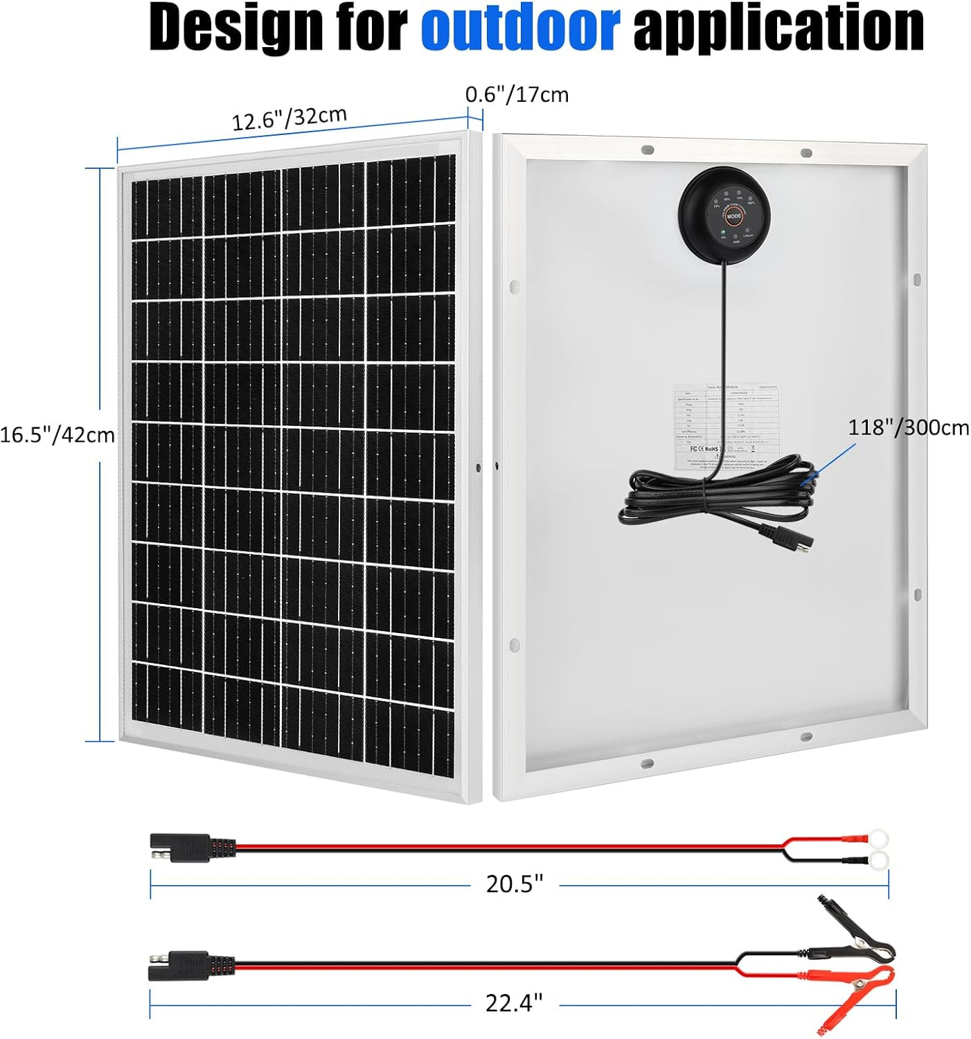 Solar Panel Kit 25W 12V Solar Battery Trickle Charger Maintainer PRO with Built-