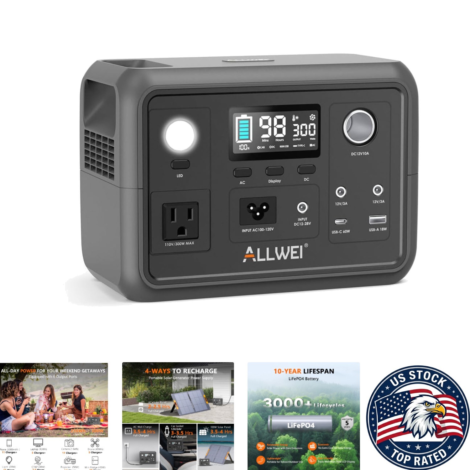 300W Portable Power Station – Reliable 256Wh Battery Bank for Travel & Emergency