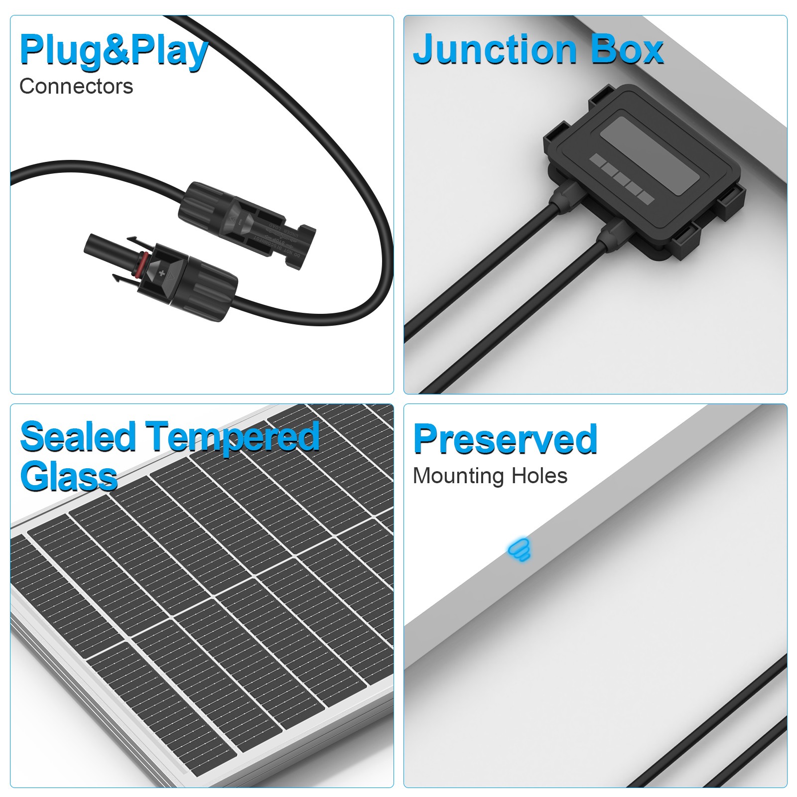 400W Solar Panel Mono 18BB N-Type Cell Module PV RV Boat Home Off Grid (4*100W)