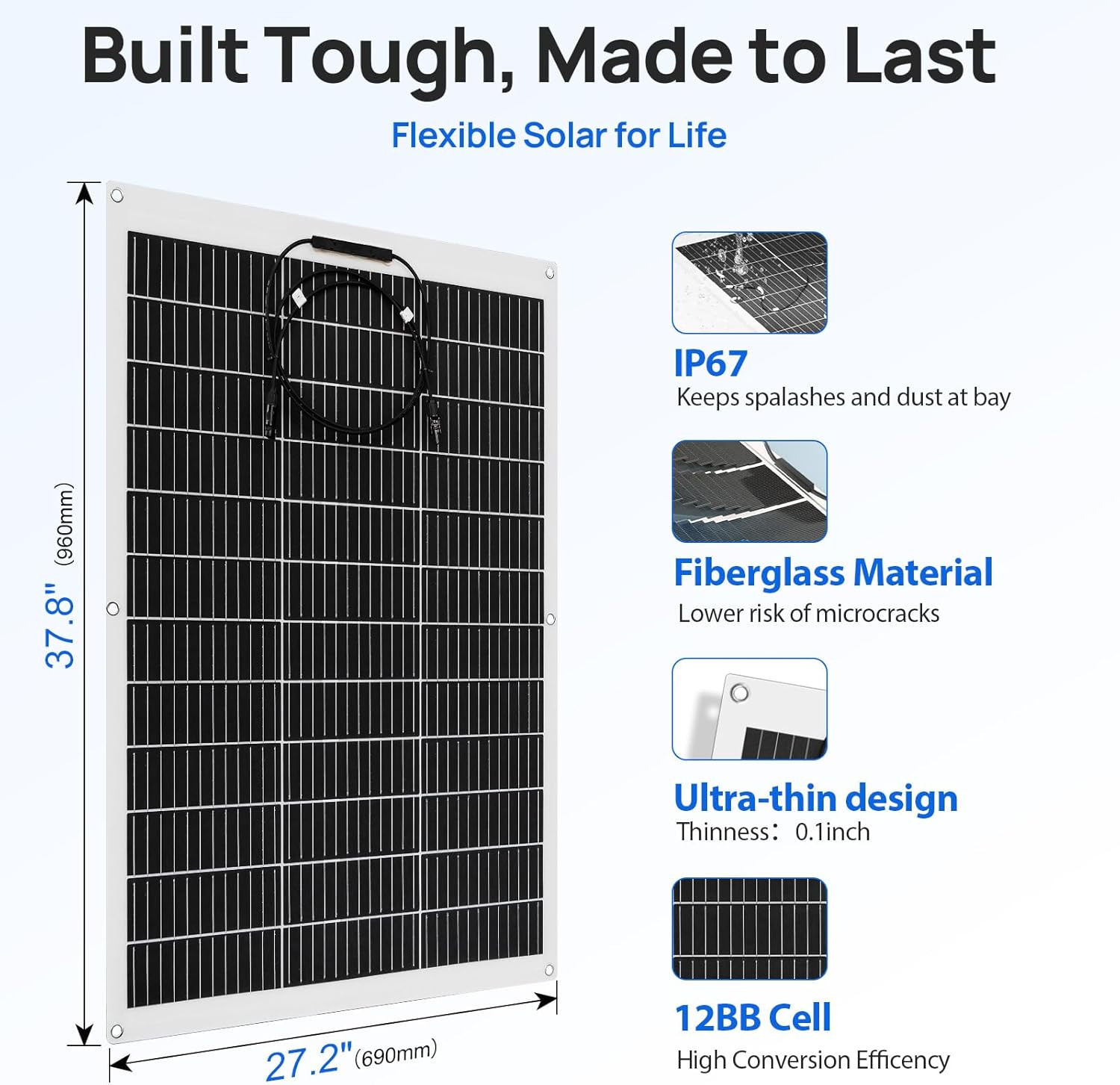 260W Flexible Solar Panel Kit for RV, Boat, Off-Grid Home – 2x130W Mono