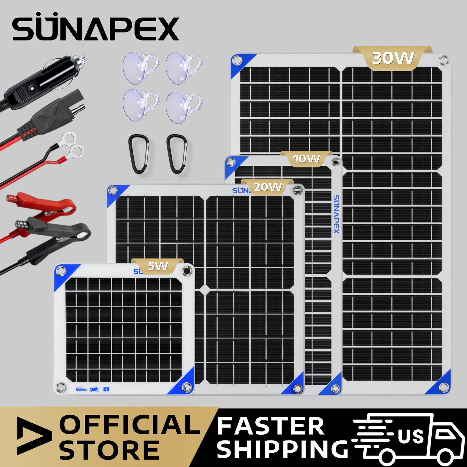 SUNAPEX 10 Watt Solar Car Battery Charger 12V Solar Trickle Charger & Maintainer
