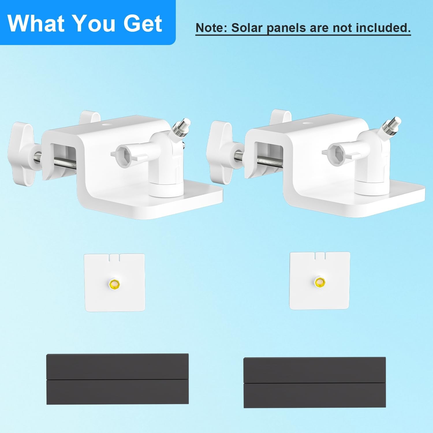 2 Pack Adjustable Gutter Mount for Solar Panels – Compatible with Ring, Arlo, Eu