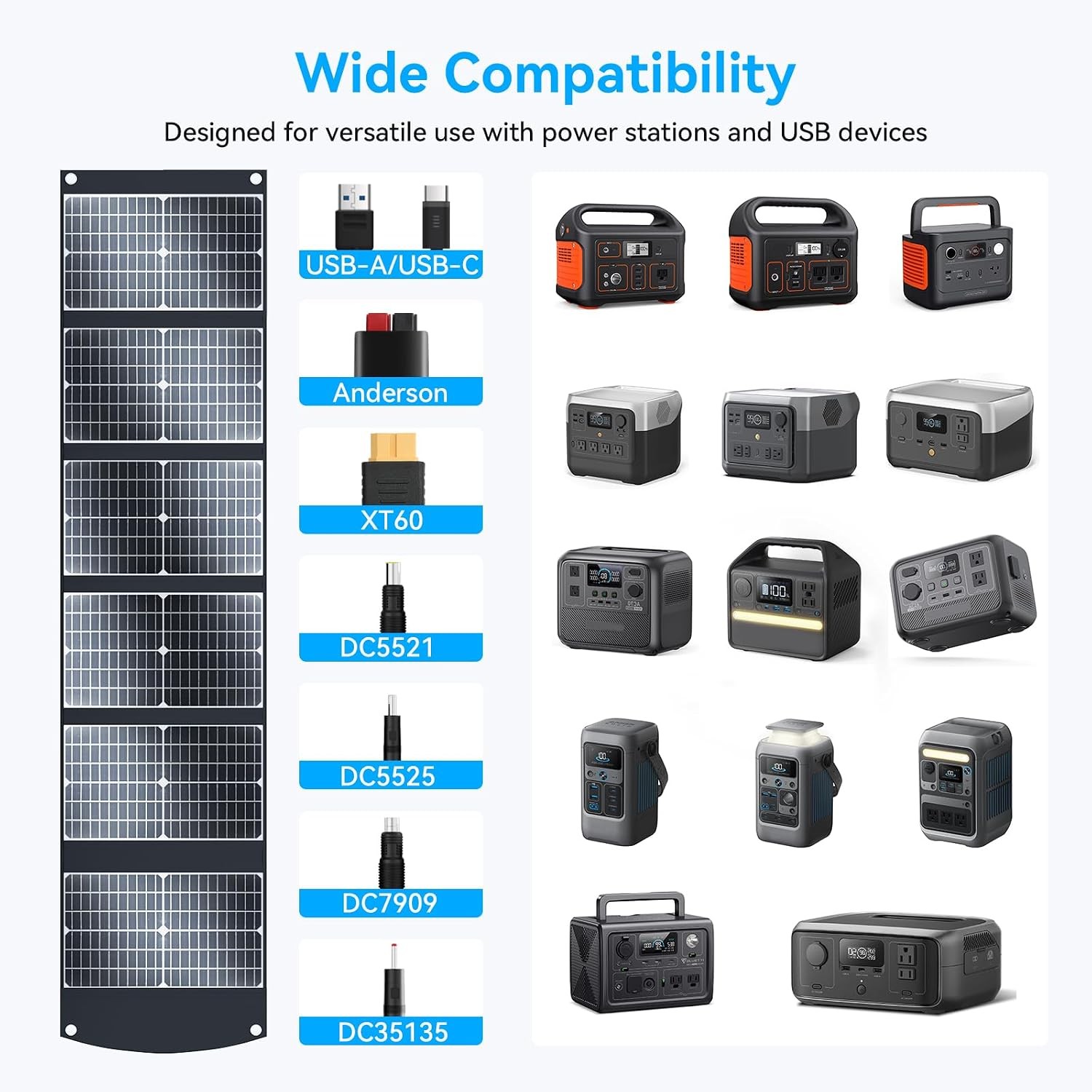 100W Portable Solar Panel Extremely Lightweight Compact Foldable W/ USB QC3.0