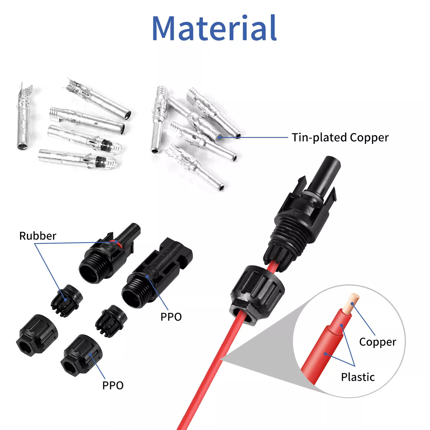 10-500 Pairs Male Female Solar Cable Connectors Socket Plug For DIY Solar Panel