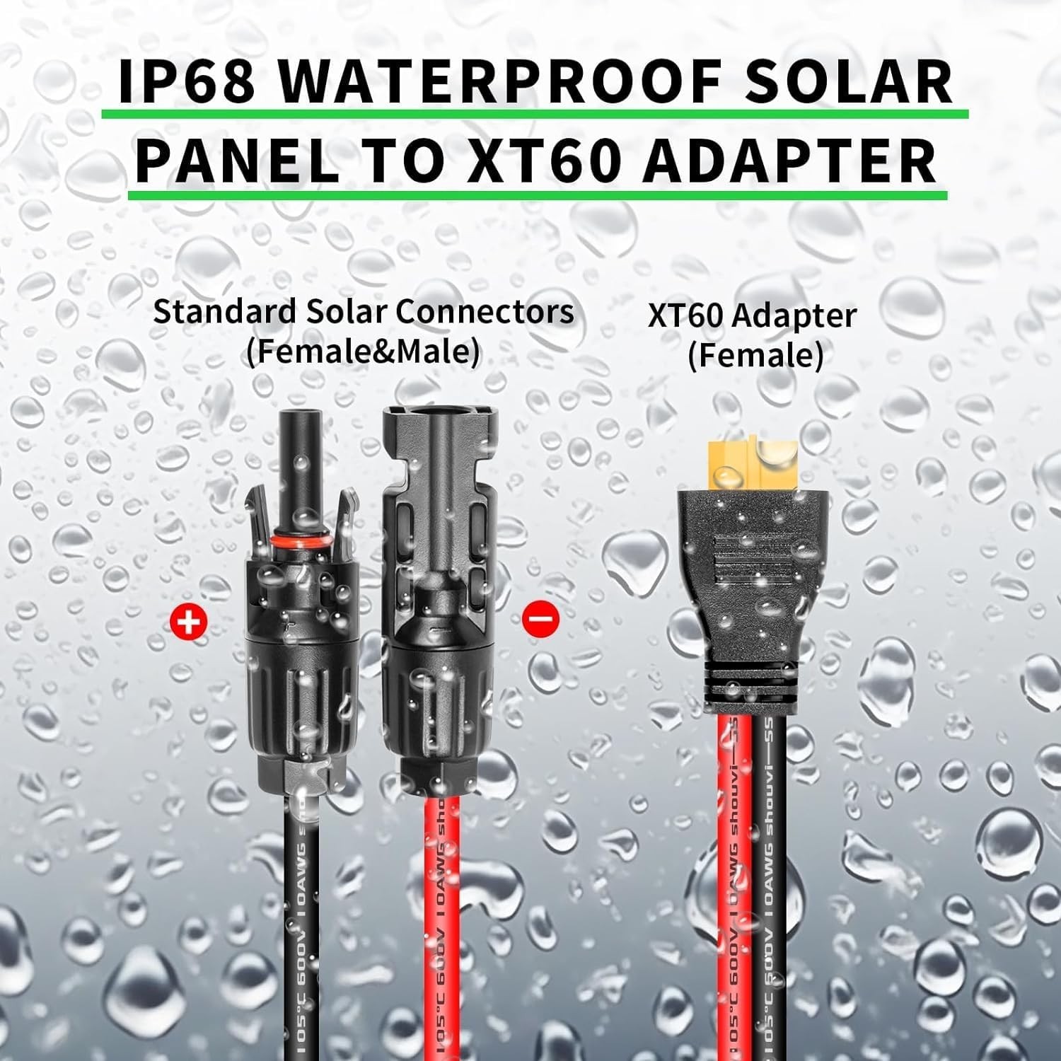 Versatile 30FT XT60 Plug Solar Connector – Ideal for RVs & Portable Generators