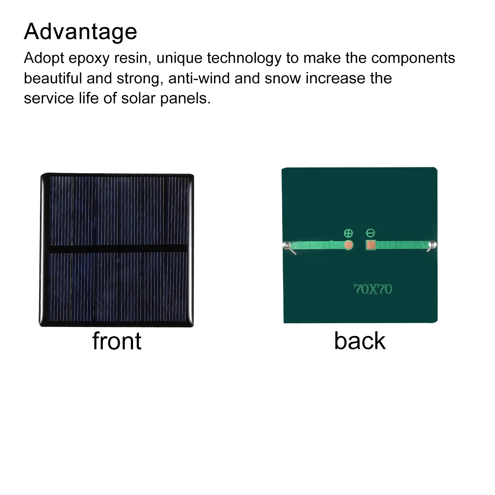 Mini Solar Cell Panel 3V 210mA 0.63W 70mm x 70mm 5pcs