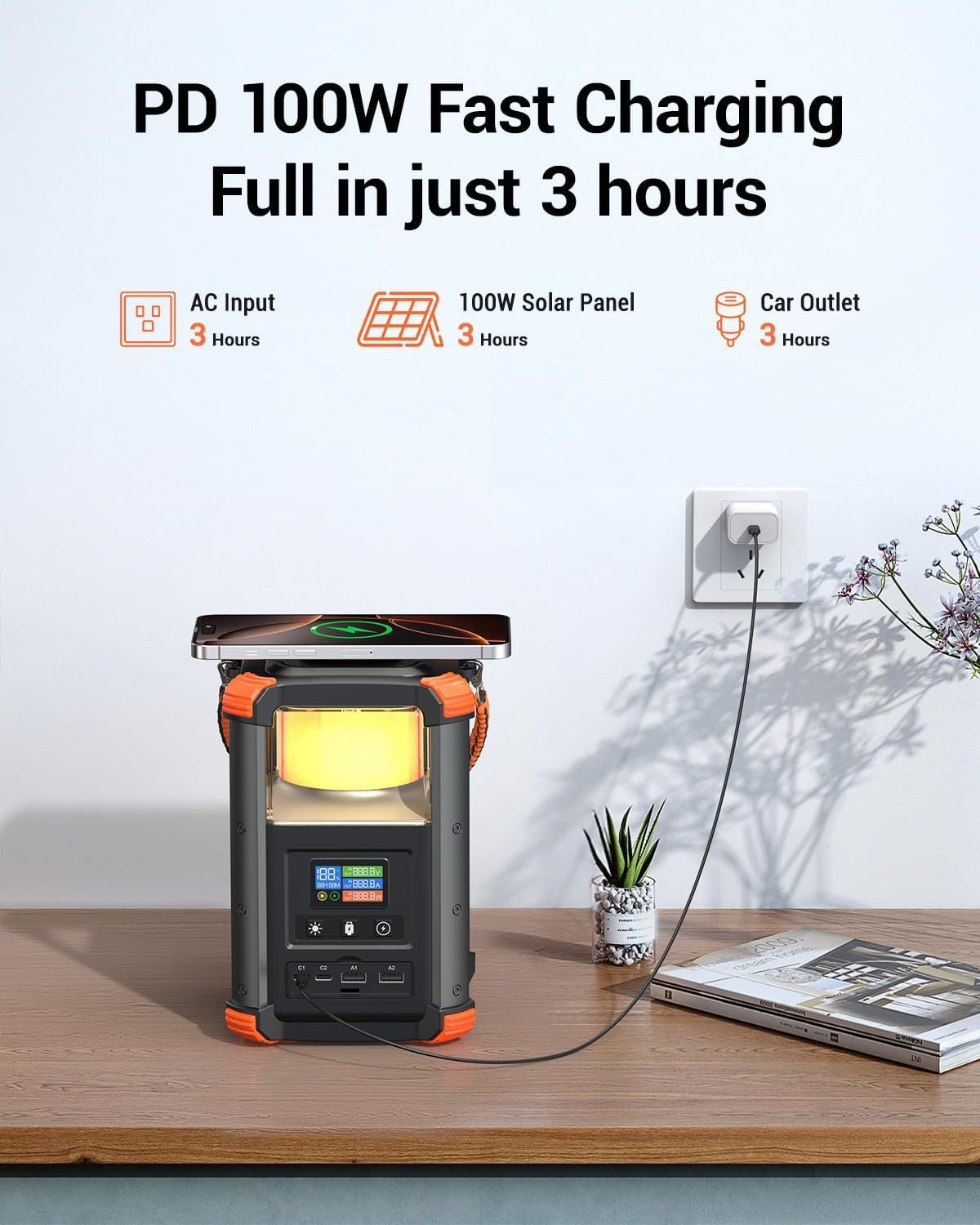 Portable Power Station, 236.8Wh/64,000Mah Outdoor Generator, 100W+65W USB C Two-