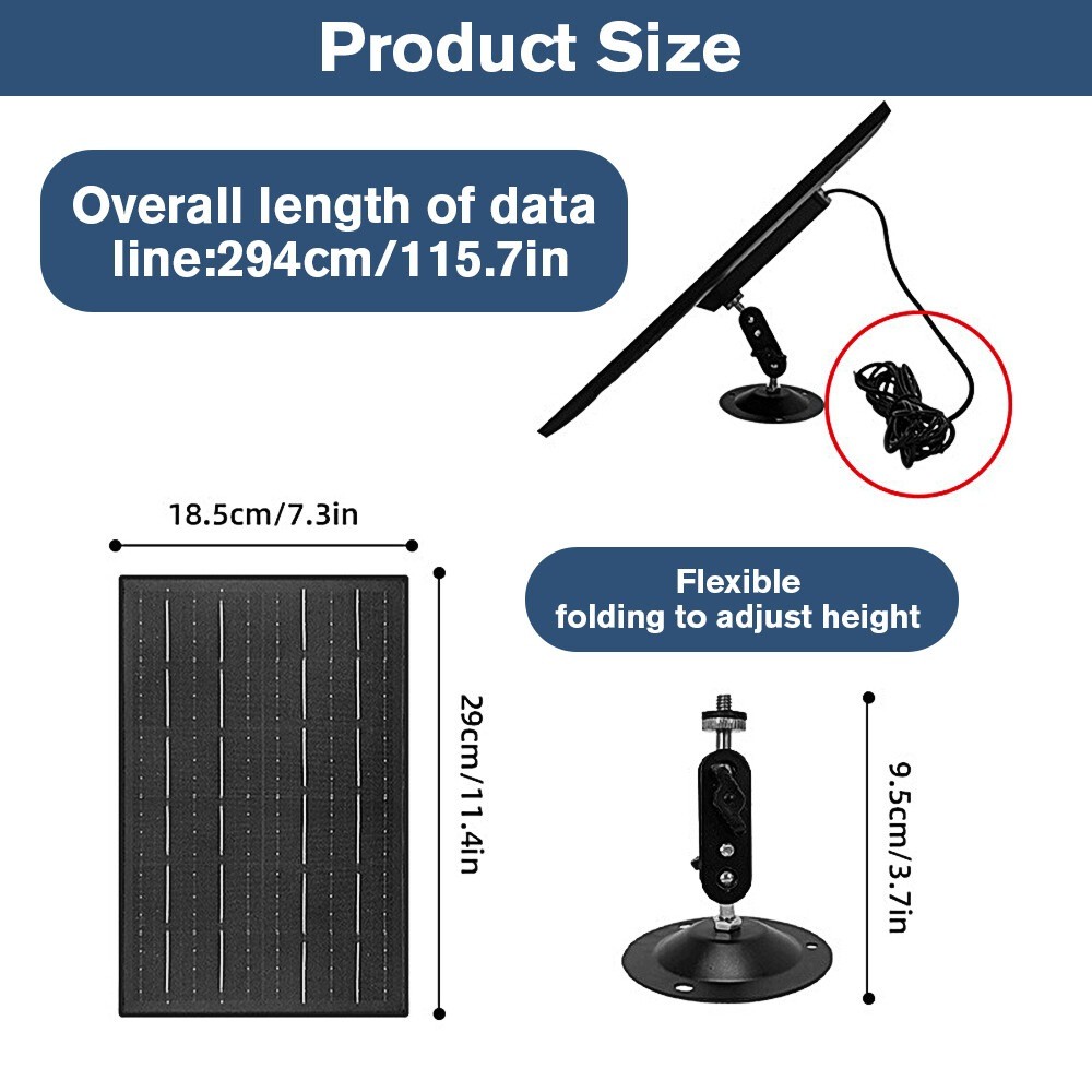 20W / 10W 5V Solar Panel for Security Camera Type-C Port Charger for CCTV Cam