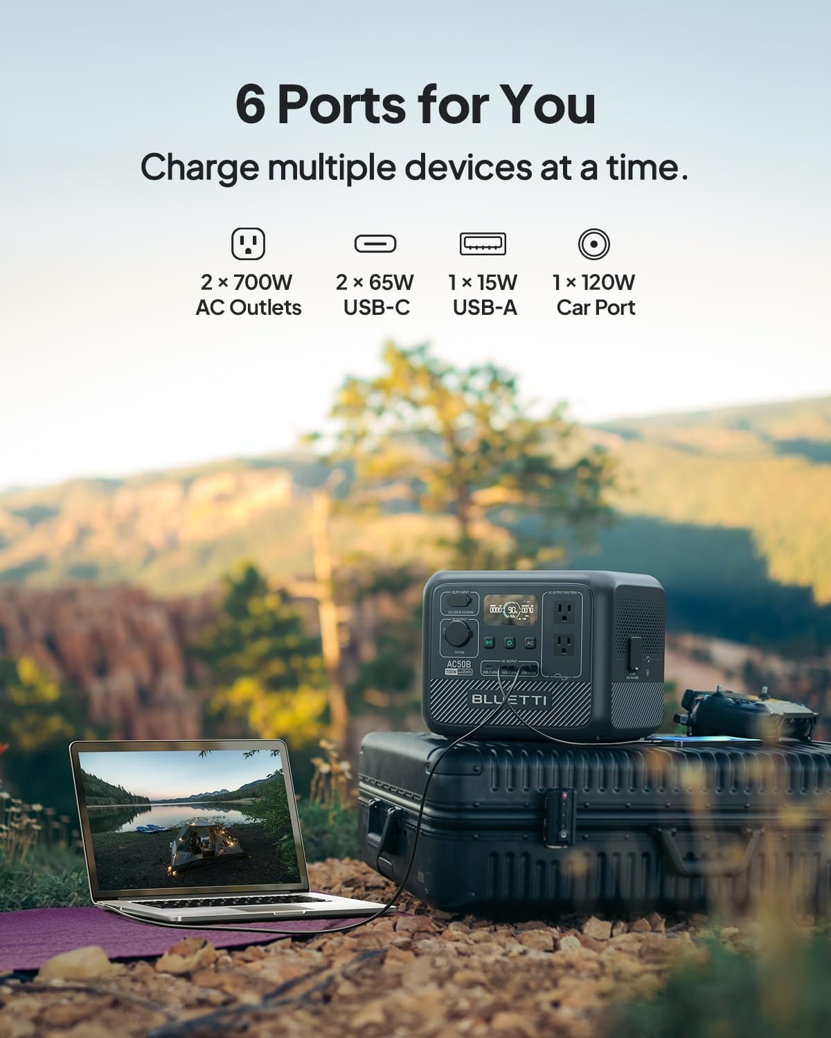 Portable Power Station, 448Wh Solar Generator LiFePO4 Battery Backup w/ 2 700W A