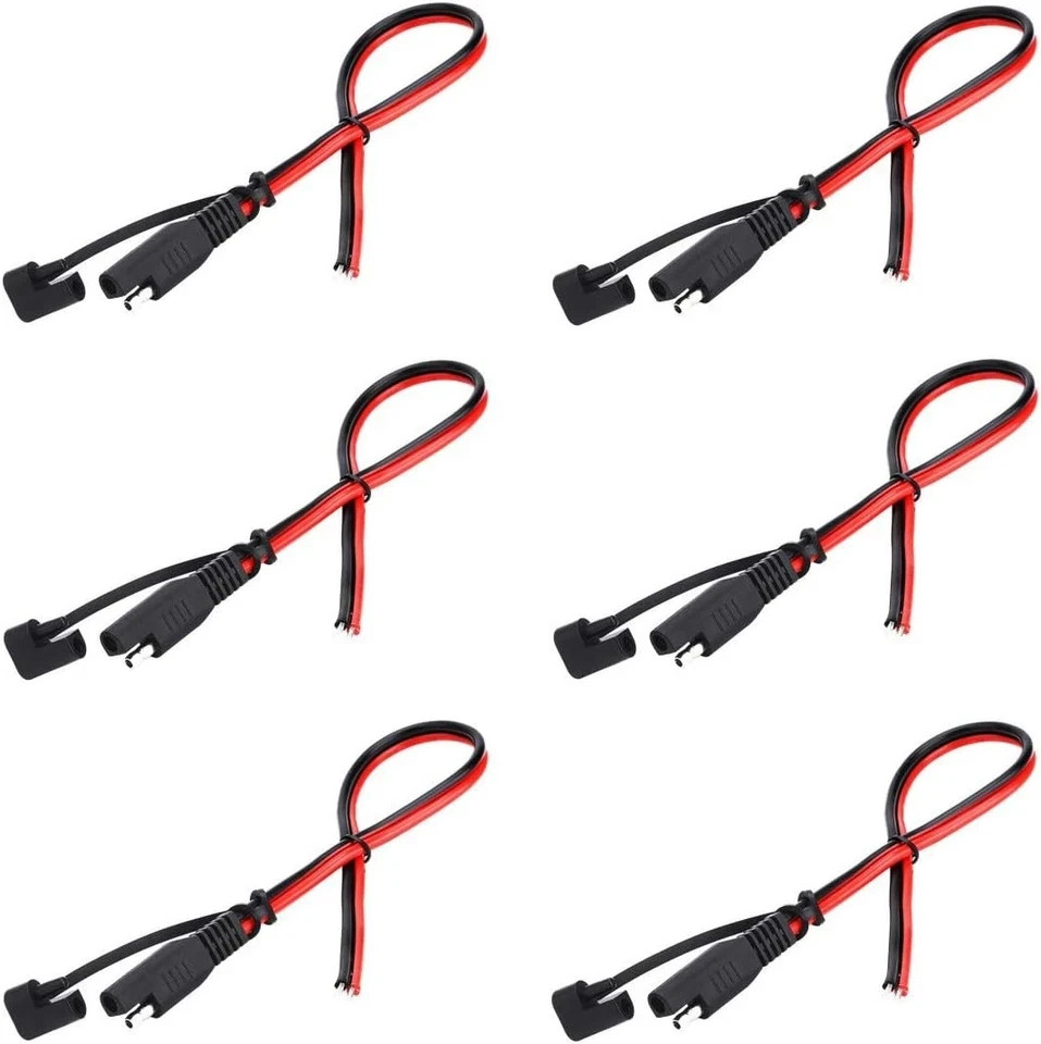 6PCS SAE Connector Extension Cables 12V Battery Charger Leads Wiring Set