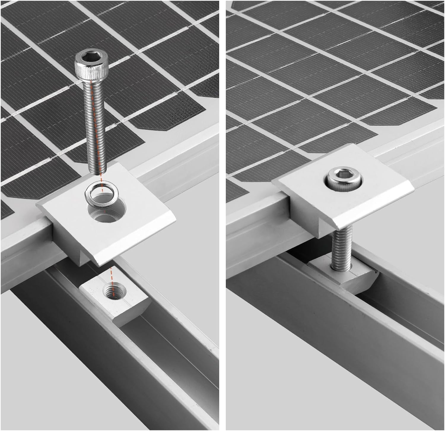10 abrazaderas centrales para paneles solares abrazaderas intermedias aluminio