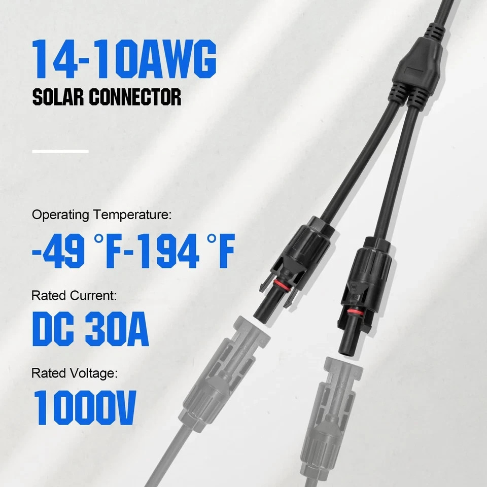 Solar Y Branch Connector PV Adapter Cable MC4 Parallel Plug Tool Kit Wire
