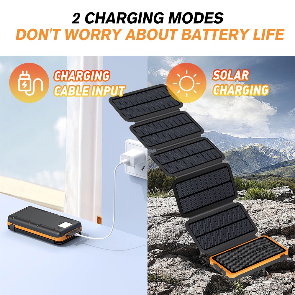 46800mAh Portable Solar Power Bank Mobile Phone Charger Panel Camping Outdoor
