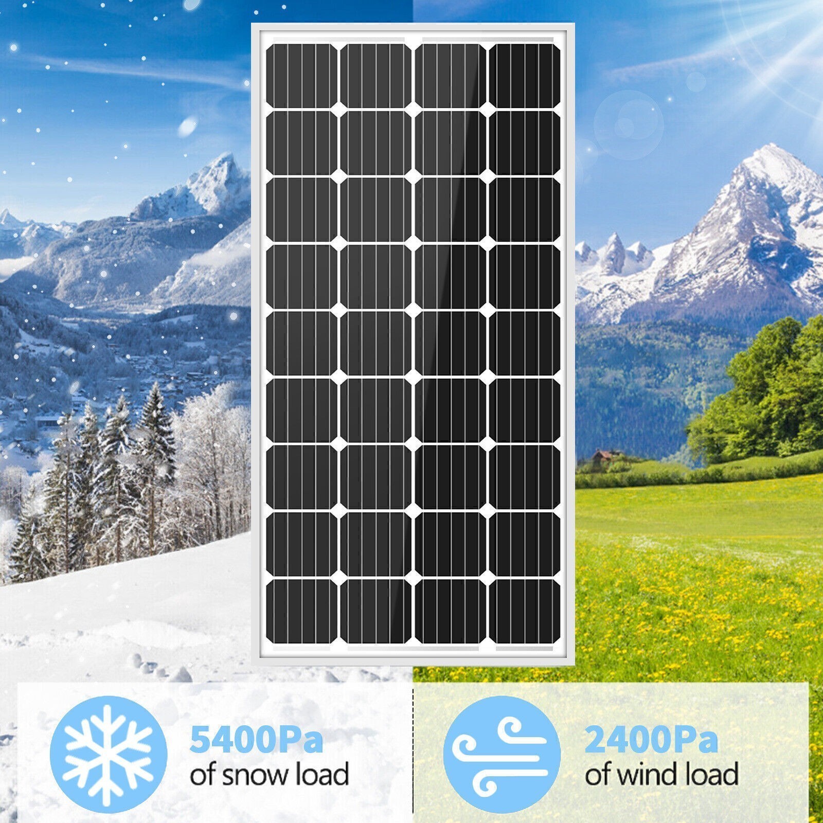 200W Mono Solar Panel 12V Battery Charger Home Boat Camp RV Off Grid Charge US