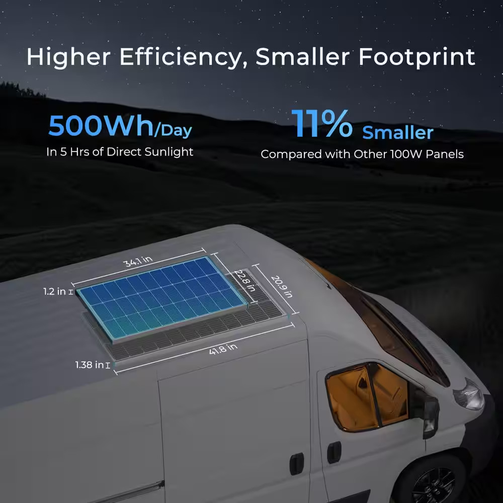12V 100W Solar Panel N-Type 16BB 25% High-Efficiency Off-Grid PV Module Power Ch