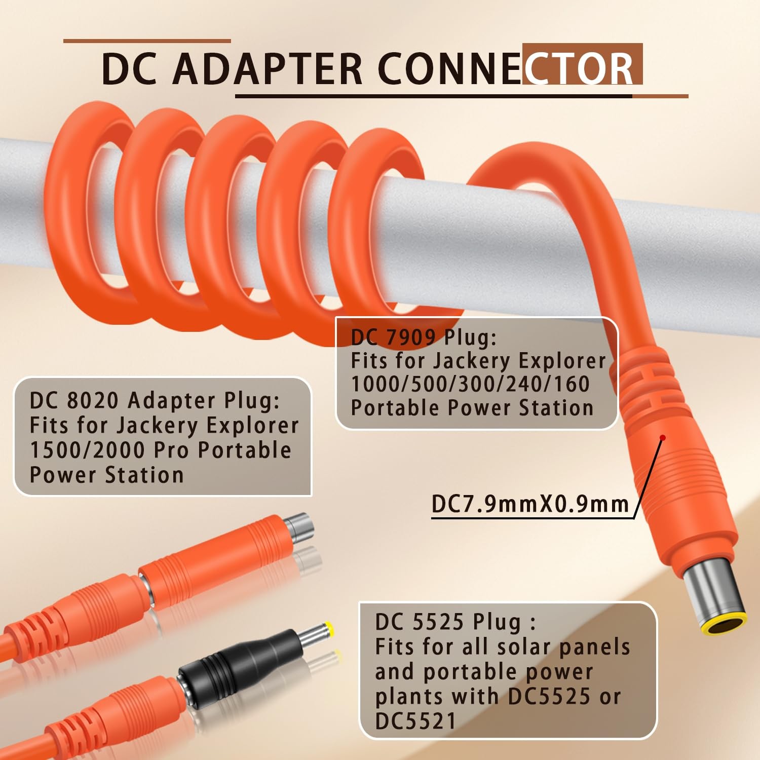 COMeap Solar Panel Adapter for Jackery, 6FT/1.8M Compatible with MC4 to DC 8m…