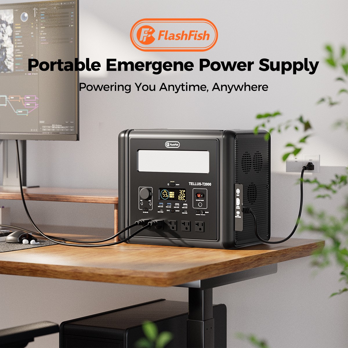 Flashfish T2000 Portable Power Station 1536Wh 2000W LiFePO4 Battery For Off-grid