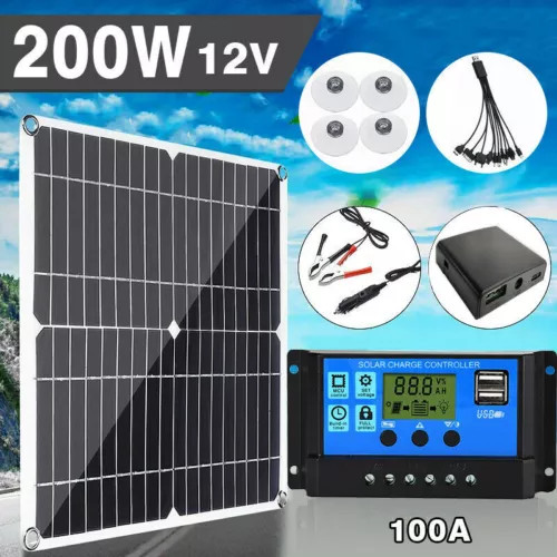 200 Watts Solar Panel Kit 12V Battery Charger w/ 10A Controller Caravan Boat USA