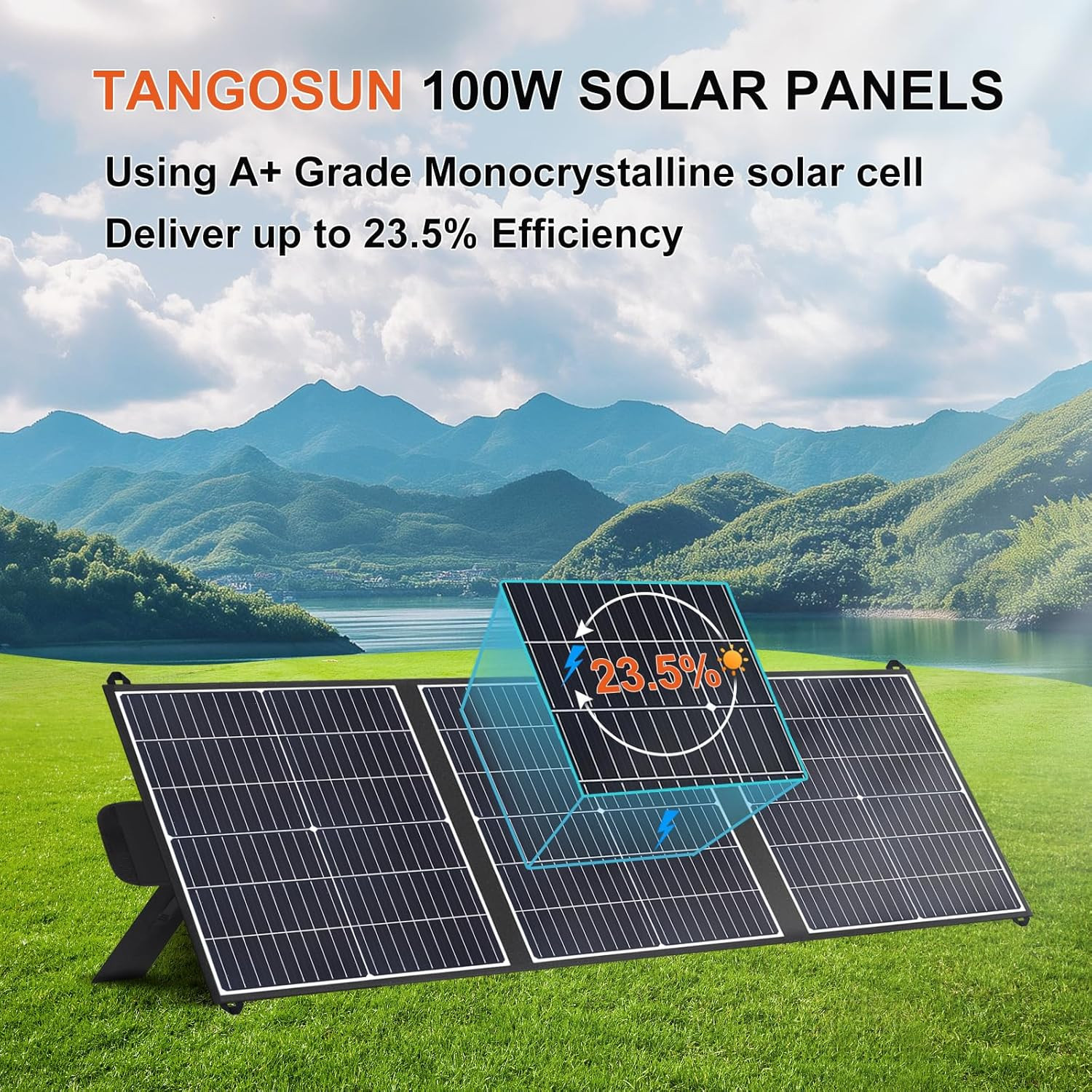 100W Portable Solar Panel, 20V Foldable Solar Charger with USB-A QC3.0 & Type-C