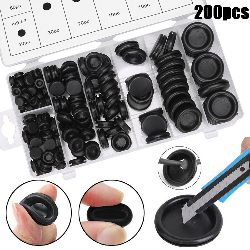 Rubber Grommet Rubber Tools Wiring Bung 200PCS Assorted Size Assortment Kits