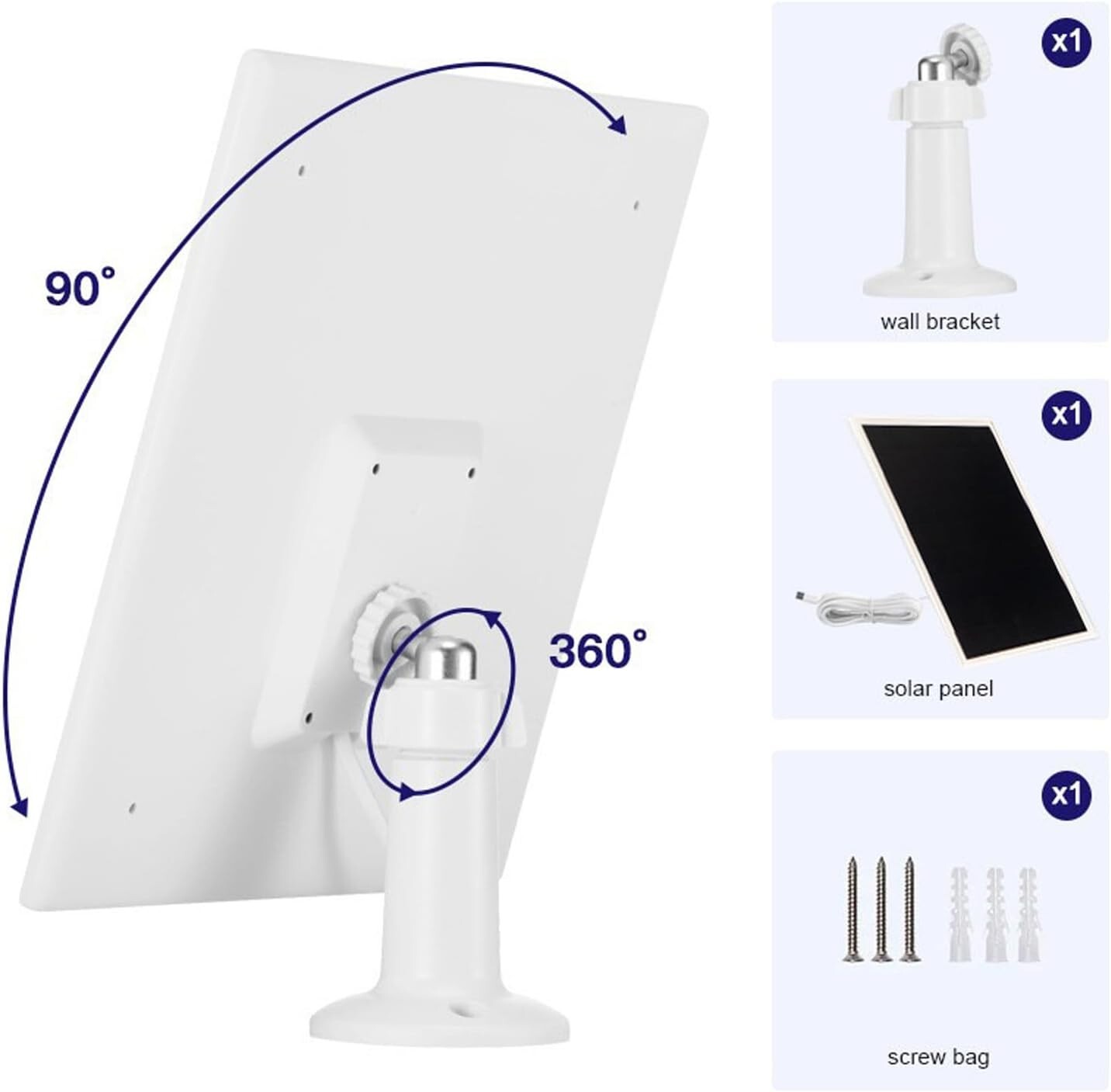 Solar Panel Charger for Ring Stick Up Cam, Cam Pro, 1Pack