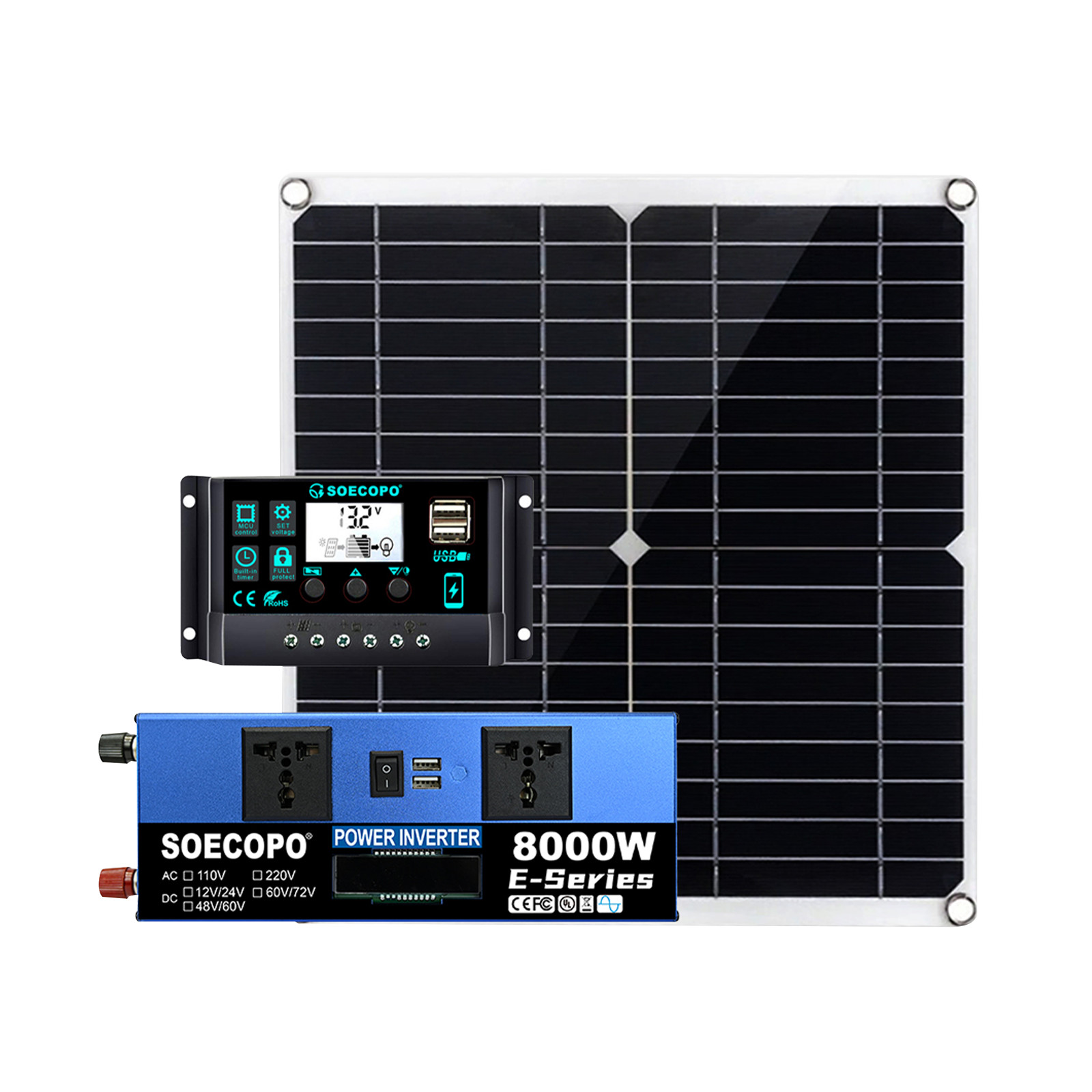Solar Full Kit 8000w 110v Inverter 300W Solar Panel Home 100A Controller System