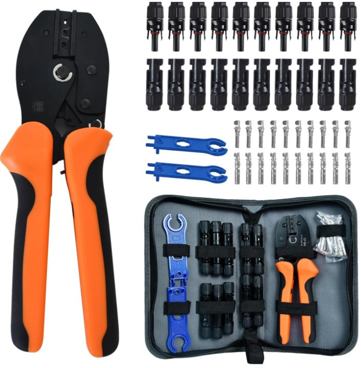 Kit Crimpadora Solar 13 Pzas con Conectores y Llaves para Cables Paneles, Nuevo
