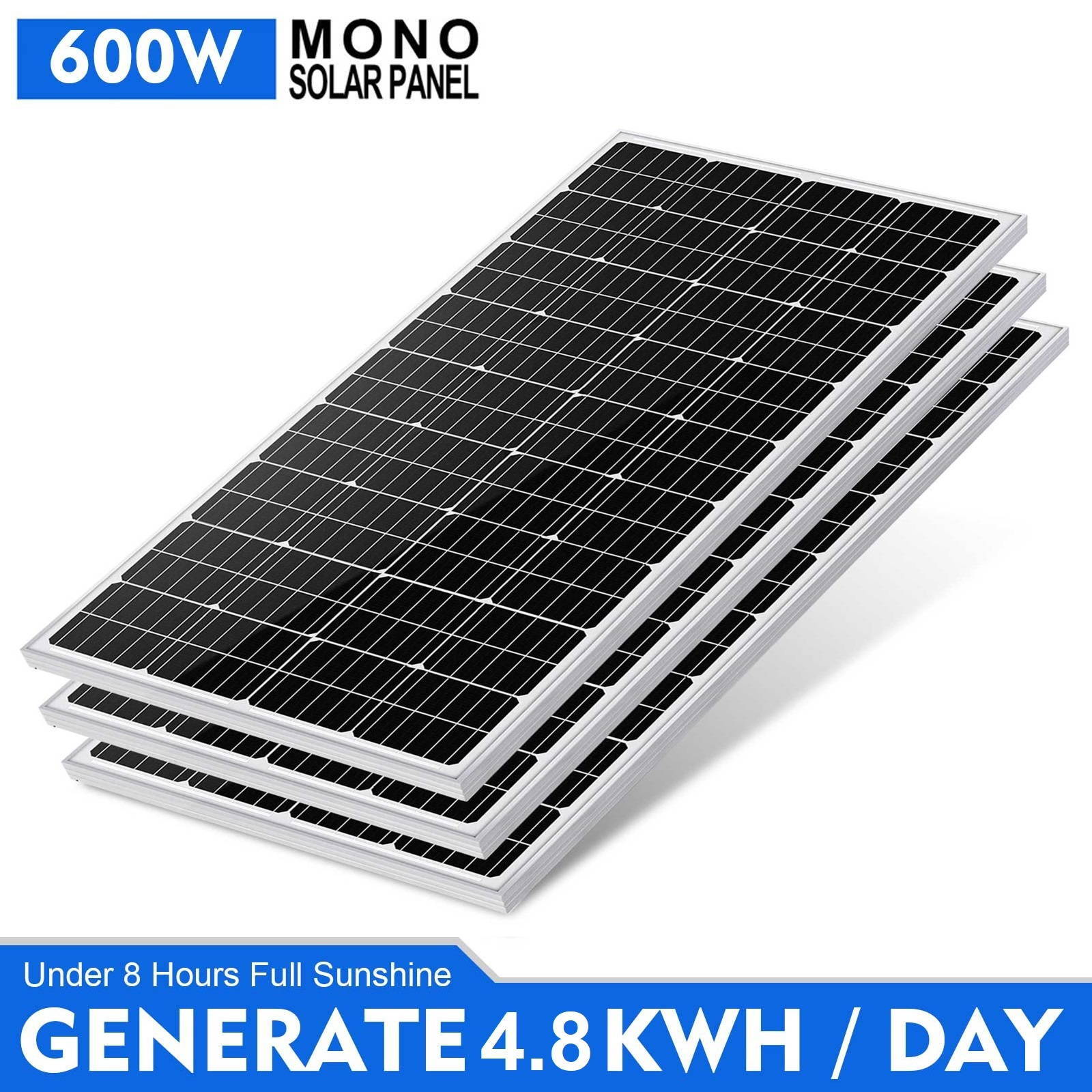 600W Watt Monocrystalline Solar Panel 12V for Home RV Car Off Grid Battery PV