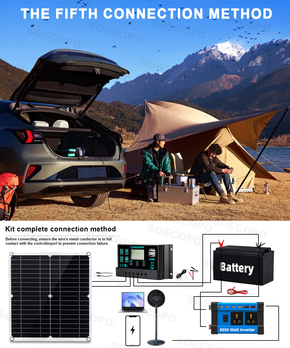 6000W 110V 100A Solar Panel Kit Complete Solar Power Generator Home Grid System