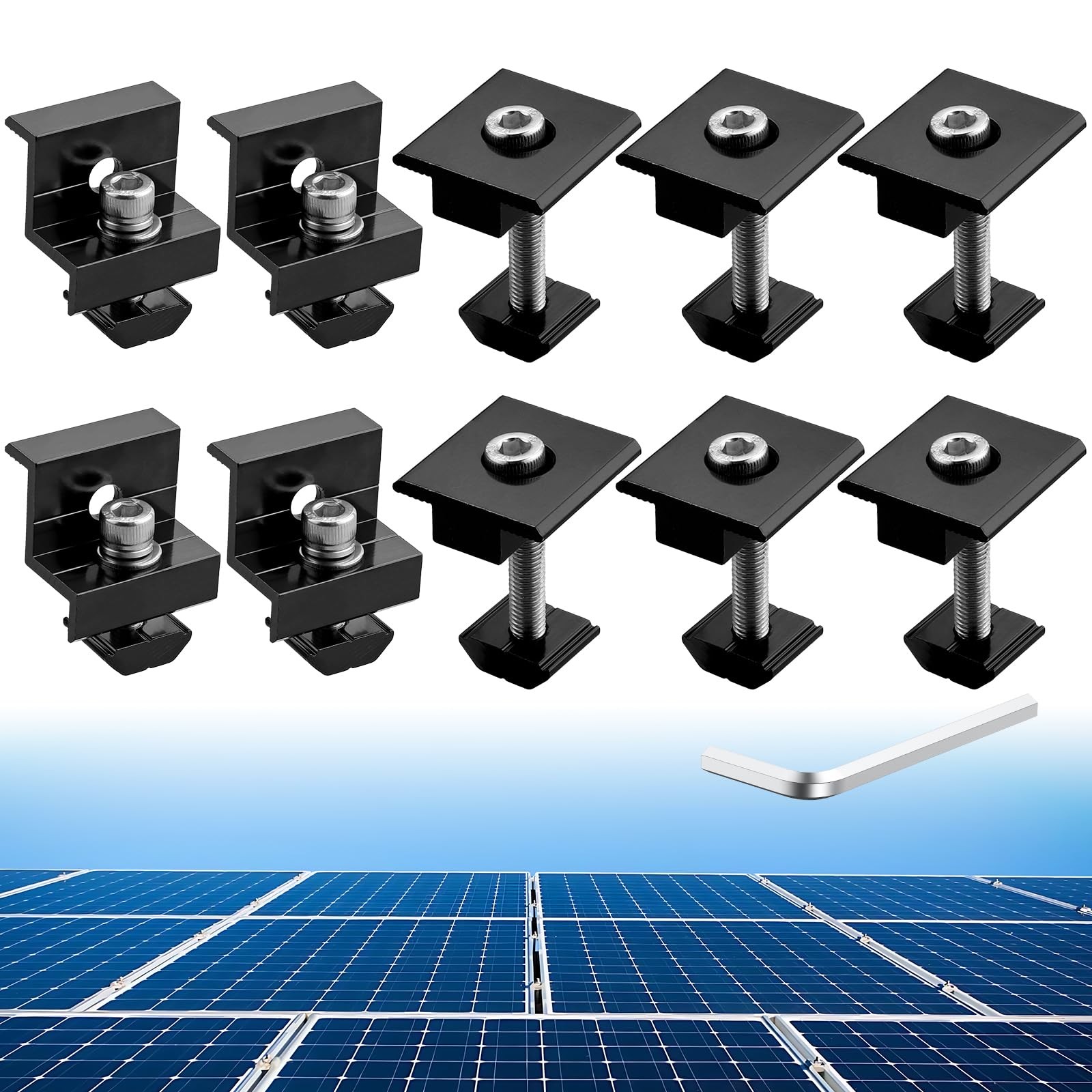 Solar Panel Mounting Brackets 10 PCS – T-Shaped Mid End Clamps for Roofs