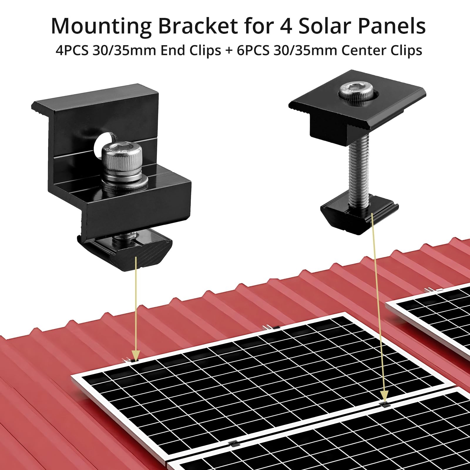 Solar Panel Mounting Brackets 10 PCS – T-Shaped Mid End Clamps for Roofs