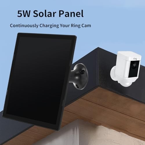 Solar Panel Charger for Ring Camera, Compatible with Ri ng Stick Up Black-1Pack