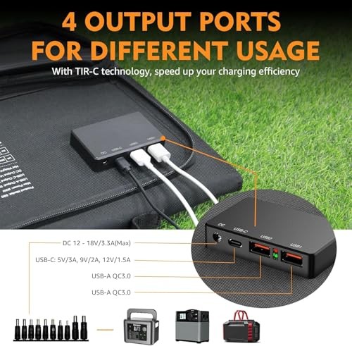 Foldable Solar Panel Charger 60W with 18V DC Output (11 Connectors) for 60w