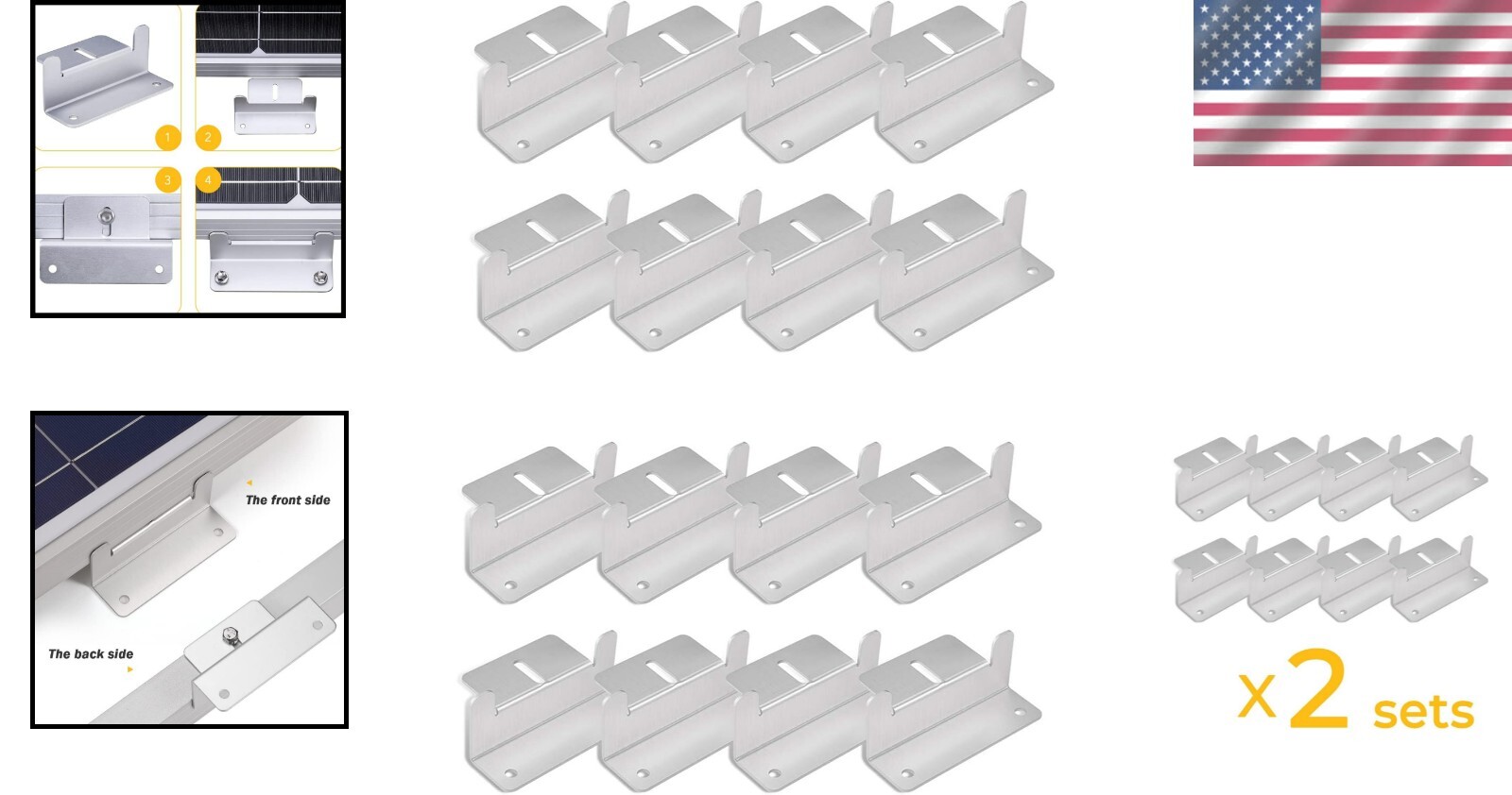 Lightweight Anodized Solar Panel Z Brackets – 16 Units for Off-Grid Applications