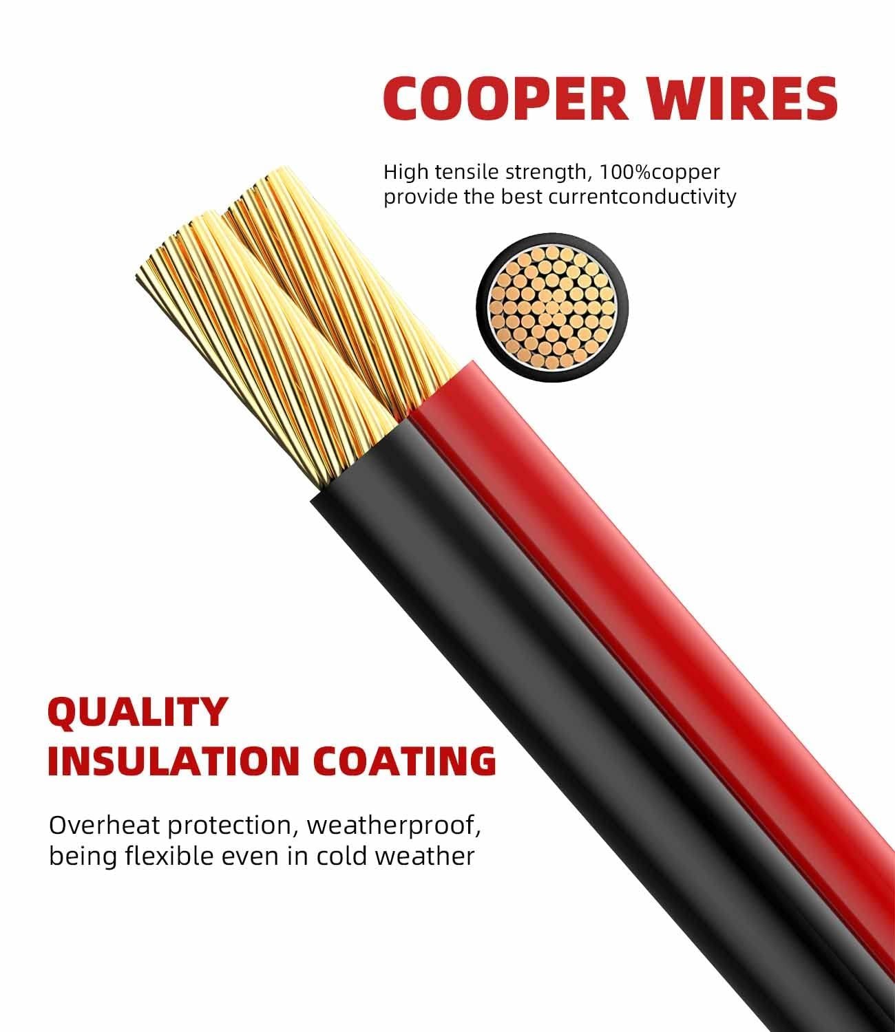 Plug and Play 10AWG Solar Extension Cable – 30cm SAE Connectors, Waterproof Cap