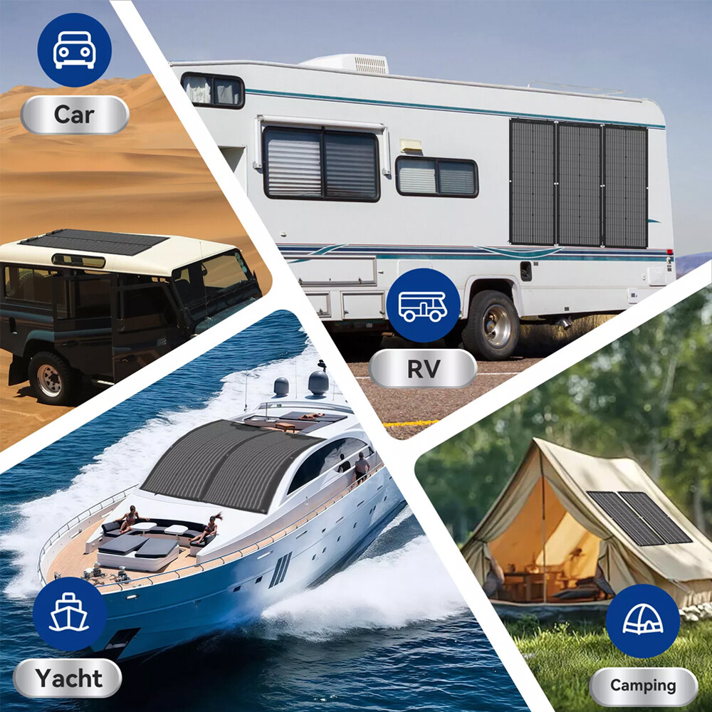 200W Watt Flexible Solar Panel ETFE Mono 18V Power RV Camping Off-Grid Rooftop