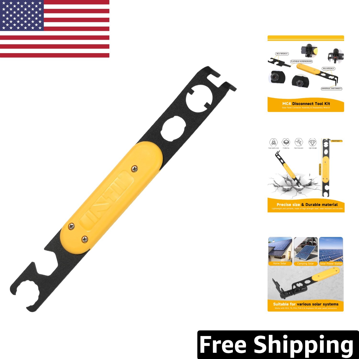 4-in-1 MC4 Disconnect Tool for Solar Connectors – Durable Alloy Steel Design