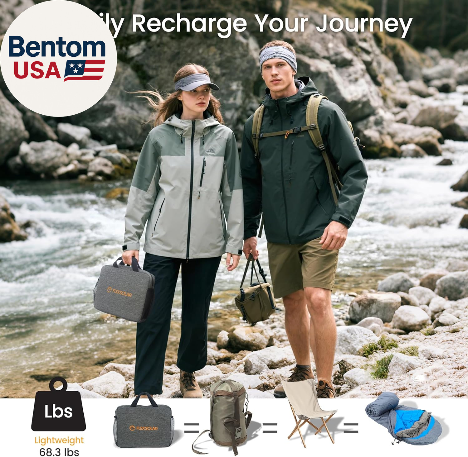 100W Portable Solar Panels Chargers with PD3.0 USB-C,QC3.0 USB-A and DC Outputs