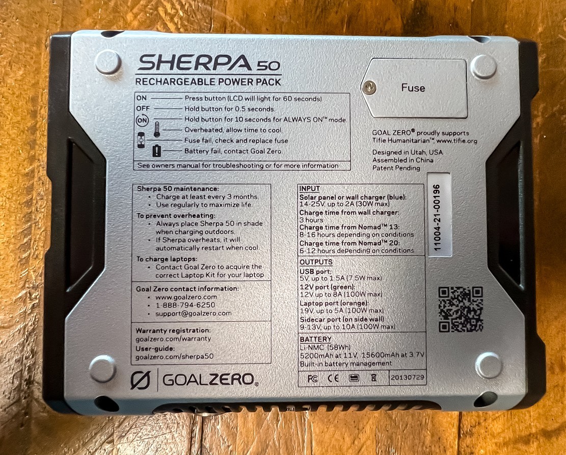 goal zero sherpa 50