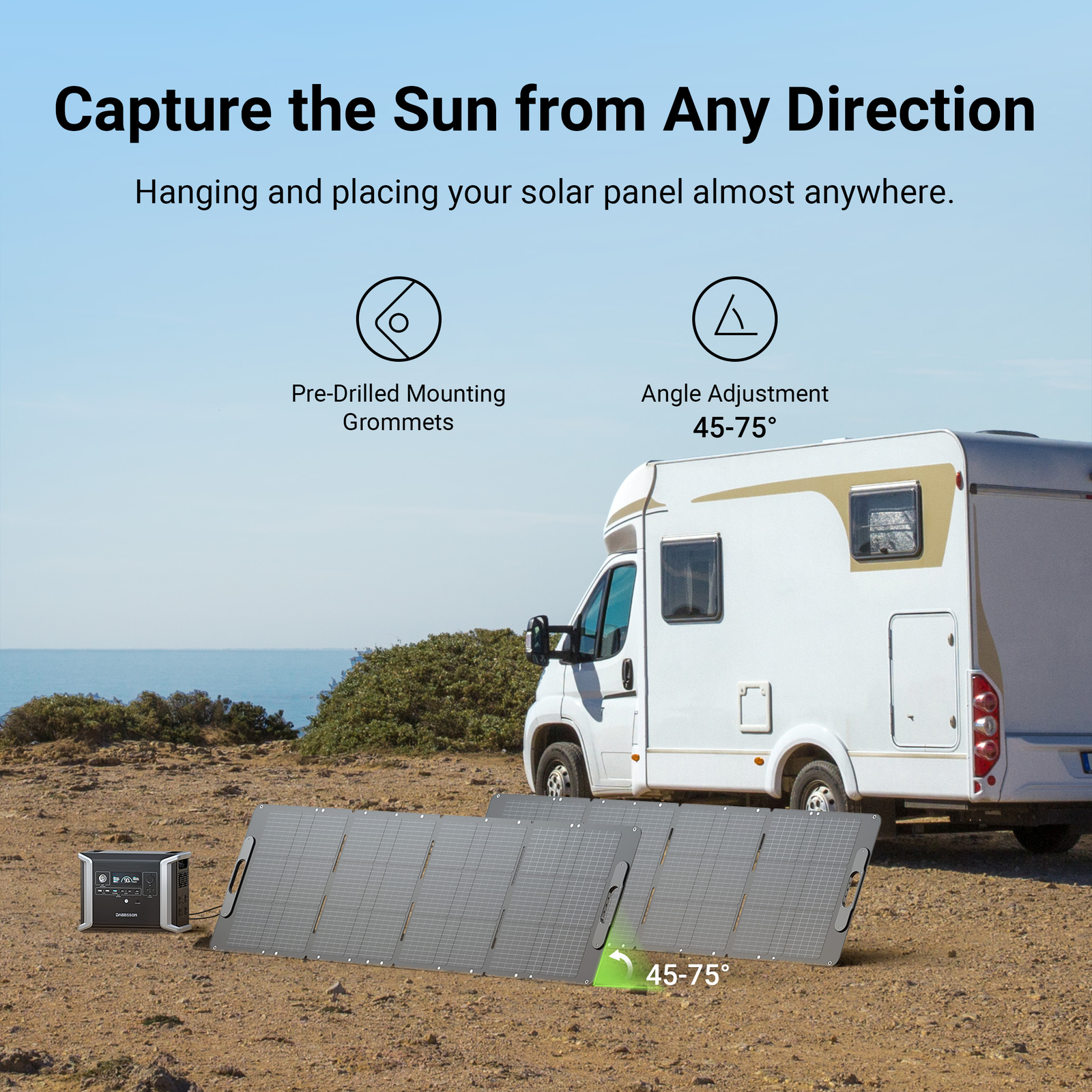 Dabbsson 1382Wh Power Station 2400W Solar Generator w/210W Solar Panel Camping