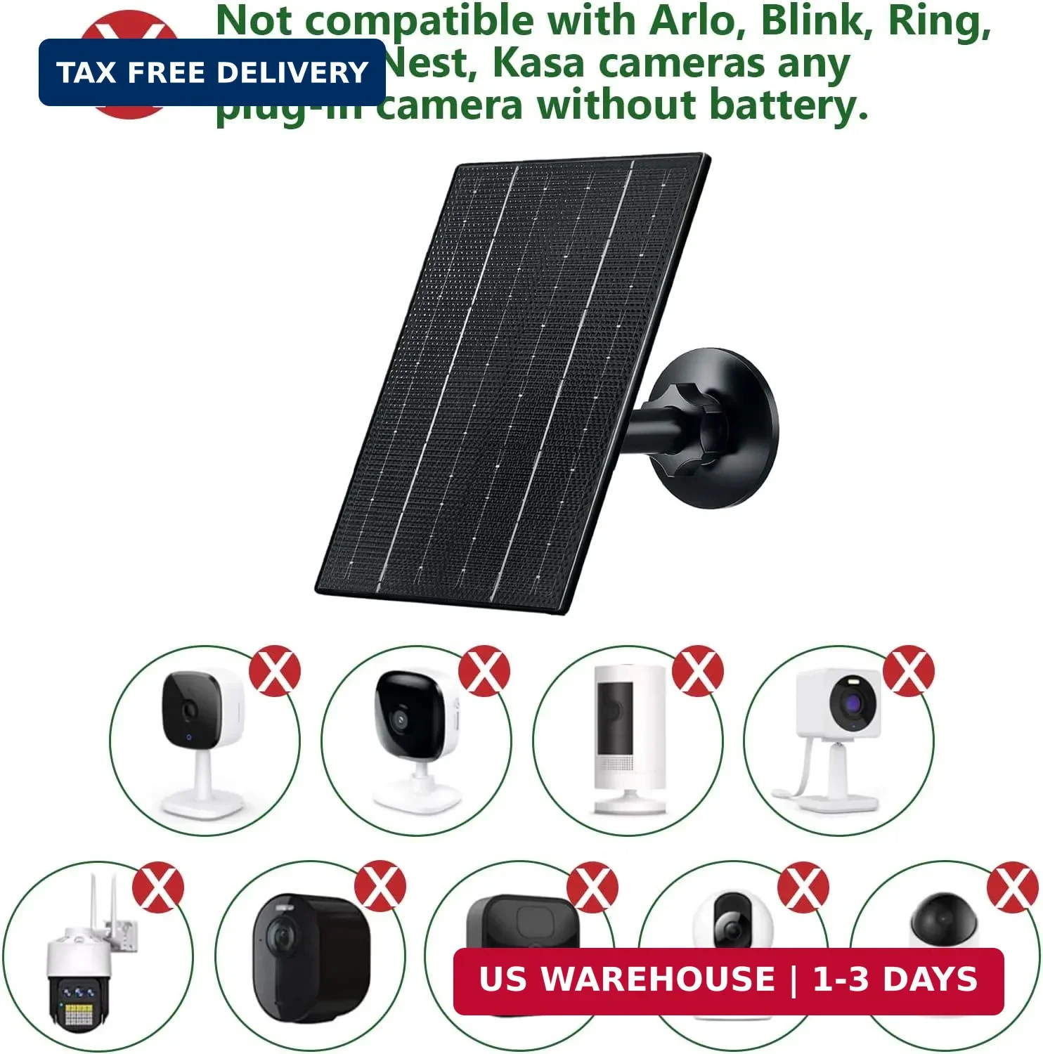 Zivif Solar Panel for Security Camera, 4W Solar Charger with Micro USB/USB-C Plu